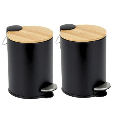 Imagem de Lixeira com Tampa de Bambu 3 Litros - Durável e Elegante