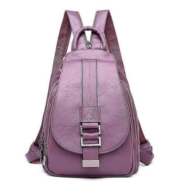 Imagem de Mochilas femininas de couro vintage feminino ombro/mochilas escolares 