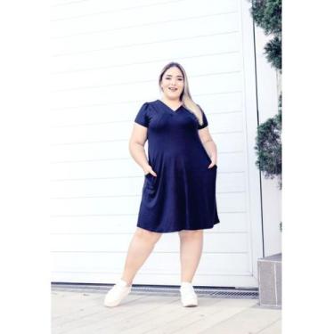 Imagem de Vestido Curto Decote em V com Bolso - luh may, Azul, G1