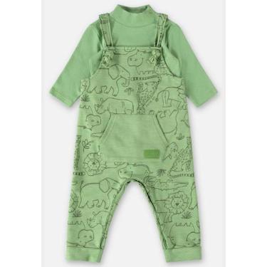 Imagem de Conjunto Jardineira Safari e Body para Bebê Menino Up Baby, Verde, P