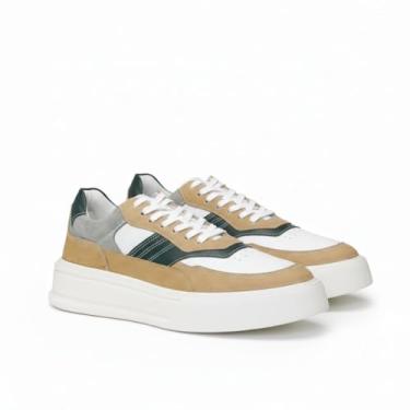 Imagem de Tênis Casual em Couro Legítimo Masculino Confortável Sola Alta