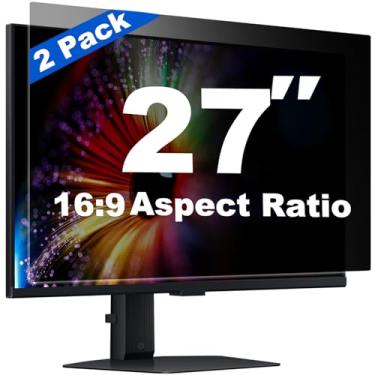 Imagem de Twugs Protetor de tela de privacidade de computador de 27 polegadas [pacote com 2] – Compatível com monitores de mesa widescreen 16:9, antiespião, antirreflexo, anti-luz azul, filtro de proteção HD