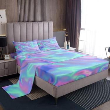 Imagem de Lençóis de cama Erosebridal Tie Dye King Size com 2 fronhas