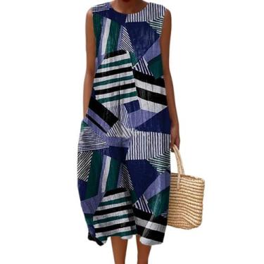 Imagem de Vestido maxi feminino Akivide com estampa floral boho de verão com bol