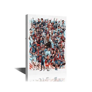 Imagem de Arte de parede em tela TISHIRON Soccer Superstar Messi PSG 60x90cm