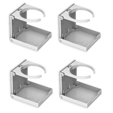 Imagem de Porta Copos Dobrável Luxo P/ Barcos Motorhome Branco Kit 4 - Noster