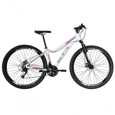 Imagem de Bicicleta Aro 29 Feminina Gta Start 21v Freio A Disco Hidráulico Alumínio Garfo Suspensão - Branco-cinza-rosa Tam.15