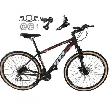 Imagem de Bicicleta Aro 29 Gti Roma 21v Câmbios Shimano Freio Disco Hidráulico Suspensão Pneu Faixa - Preto-vermelho-branco Tam.15
