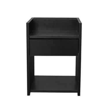 Imagem de Mesa Cabeceira Compacta 32x30x45 Gaveta Nicho Moderna Quarto Preto - L