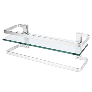 Imagem de Suporte de Toalha de Banho Prateleira de Vidro do Banheiro Prateleira de Vidro Fixado na Parede Rack de Chuveiro para Cosméticos, Produtos de Higiene Pessoal, Toalhas
