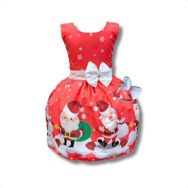 Imagem de Vestido Natal Papai Noel Neve Infantil Vermelho Luxo Festa - Pequenos 