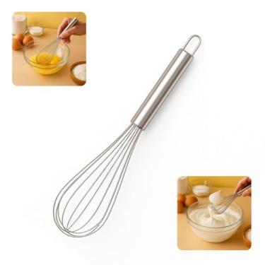 Imagem de Batedor Ovos Fouet 28cm Aço Inox Cozinha Profissional Utensílio Resistente Misturar Massas Cremes Claras Espumadas Antiferrugem Durável Prático Gourmet Confeitaria Panificação Culinária Doméstica