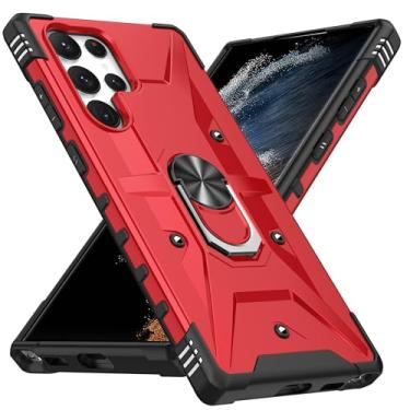 Imagem de SORAKA Capa para Samsung Galaxy S23 Ultra com suporte para anel,PC rígido e TPU macio,proteção dupla 2 em 1,compatível com suportes magnéticos para carros