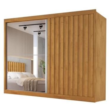 Imagem de Guarda Roupas Casal 2 Portas de Correr com Espelho Ripado 100% MDF 4 Gavetas Malta