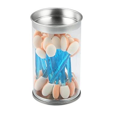 Imagem de 25 aplicadores de esponja de sombra dupla face com recipiente, pincel de sombra, aplicador de maquiagem, azul e branco