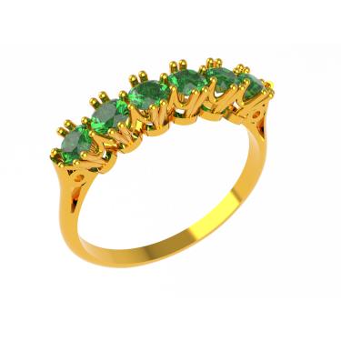 Imagem de Meia Aliança em Ouro 18k com Esmeraldas Elegância em Cada Detalhe