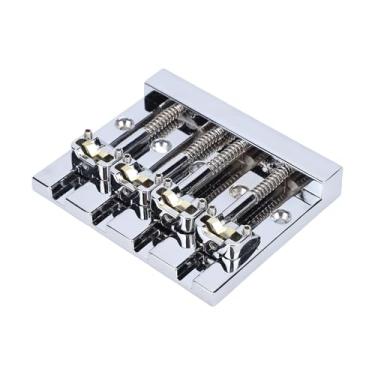 Imagem de Generic Conjunto de Ponte de Baixo de 4 Cordas, Placa de Corda de Baixo de 5 Furos Com Selas de Latão Ajustáveis ​​de 17,5-20 Mm Design Pré-fendido Fácil Instalação Liga de Zinco, Peças