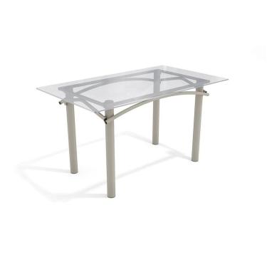 Imagem de Mesa Elba Níquel Com Tampo De Vidro Incolor 1,40m