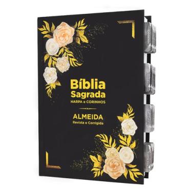 Imagem de Bíblia Sagrada Evangélica c/ Harpa Tamanho Grande com Abas Adesivas - 