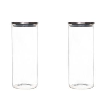 Imagem de Kit 2 Potes 750Ml Hermético De Vidro Com Tampa Em Metal Lyor