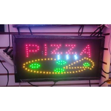 Imagem de 220v painel de led letreiro luminoso placa PIZZA  led pisca - tltled