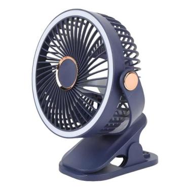 Imagem de Mini Ventilador Portátil Com Led Recarregável Usb 3 Pás - 2W, Azul