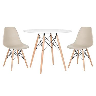 Imagem de Loft7, Mesa redonda Eames 90 cm branco + 2 cadeiras Eiffel Dsw