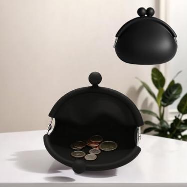 Imagem de Bolsa para moedas de silicone – Mini bolsa impermeável com fecho Kiss Lock, linda carteira pequena para chaves/batom/fones de ouvido, uso diário/viagem/carro essencial