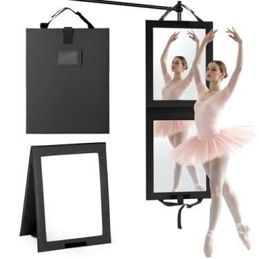 Imagem de Shinowa Espelho dobrável portátil de comprimento total para dançarinos, acampamento e viagens, espelho suspenso de acrílico à prova de estilhaçamento com alça, 83 x 33 cm de corpo inteiro para viagem