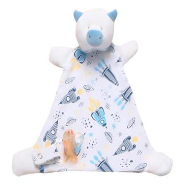 Imagem de Naninha para Bebê com Prendedor de Chupeta Bichinhos Estampada Algodão (50% Algodão, Porco azul)