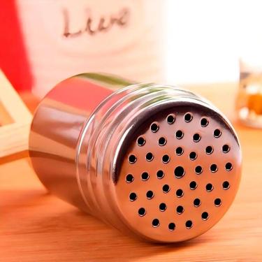 Imagem de Porta Queijo Ralado Aço Inox Saleiro Sal Queijeira Com Tampa