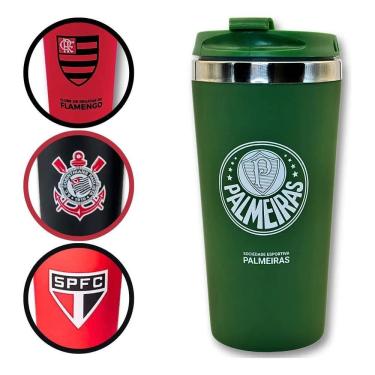 Imagem de Copo Térmico Inox Emborrachado Time Futebol Vermelho Flamen