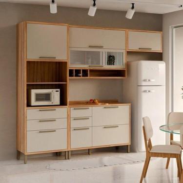 Imagem de Cozinha Compacta 100% Mdf 4 Peças 7 Portas 5 Gavetas e Vidro 274cm Vic
