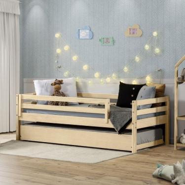 Imagem de Bicama Solteiro Infantil Prime Com Grade De Proteção Casatema Natural