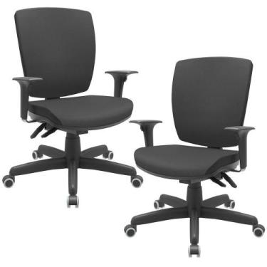 Imagem de Kit 02 Cadeiras De Escritório Diretor Office Base Giratória Preto Alta