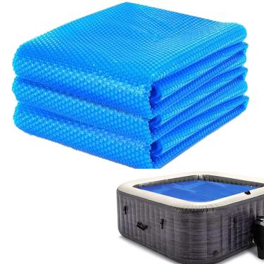 Imagem de Adozsb Cobertura solar para banheira de hidromassagem de 1,8 x 1,8 m, coberturas de bolhas para banheira de hidromassagem quadrada inflável spa spa spa plástico bolha protetor de cobertura de piscina