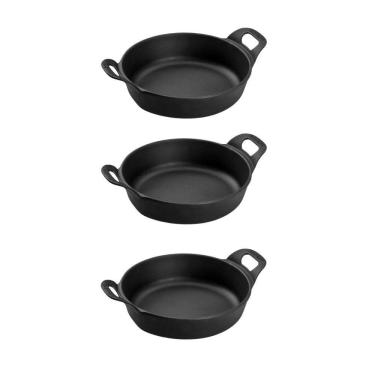 Imagem de Kit 3 Travessas Redonda 14 Cm 0,4l Em Ferro Fundido Panela Mineira
