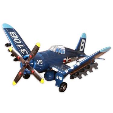 Imagem de Runeqxar Kit de avião modelo de metal Corsair - Modelo de aeronave militar de ferro retrô decorativo colecionável de metal fundido modelo vintage para decoração de casa presentes