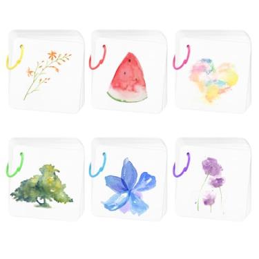 Imagem de 60 folhas mini caderno de desenho aquarela com anéis coloridos para fichário, 300 g/m2 / 63,5 kg, papel de arte texturizado, caderno de desenho (2,6 x 2,6 polegadas)