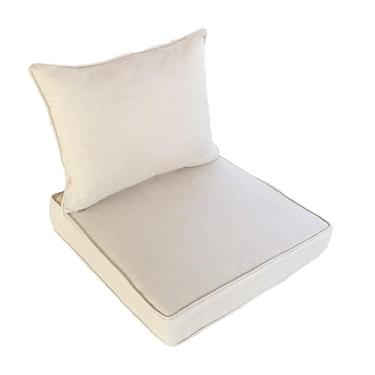 Imagem de Almofadas de cadeira ao ar livre para móveis de pátio, conjunto de almofadas de sofá de substituição de 61 x 60 x 12 cm para cadeiras de balanço de vime, sofá secional para sofá seccional, almofada