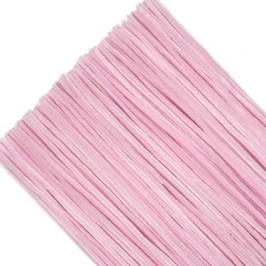 Imagem de TOAOB 100 peças de limpadores de cachimbo rosa pálido hastes de chenille 6 mm x 12 polegadas de espessura, materiais de artesanato difusos para projetos de arte, faça você mesmo, flores, animais