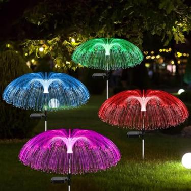 Imagem de Conjunto De 4 Luminárias Solares Externas Em Formato De Água-viva, Impermeáveis, Com 7 Cores Variadas, Para Decoração De Gramados, Jardins, Caminhos, Casamentos E Festas(8 Pcs)
