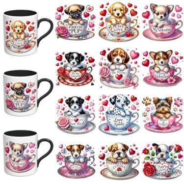 Imagem de Elewins Adesivos UV DTF - 12 folhas de copo UV DTF para canecas de vidro de café, decalques DIY para copos, esfregar à prova d'água em transferências para artesanato (Cão dos Namorados)