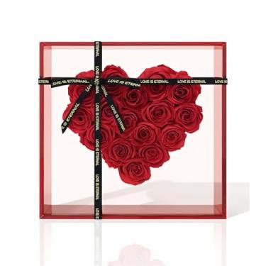 Imagem de Hjoxa Rosas Preservadas Naturales Caixa de presentes de rosas para Dia dos Namorados Dia de Casamento para Sempre Flores Presentes para Namorada Esposa Presentes para Ela Presentes de Aniversário para