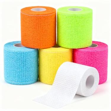 Imagem de Kit 5 Bandagem Elástica Auto Adesiva 5cm x 4,5m - Faixa Atadura Pet Tatuagem Academia Cor Sortido TRAPFIT