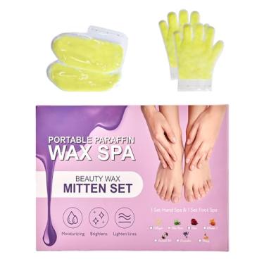 Imagem de KmaxShip 10-Minute Paraffin Hand & Foot Treatments, Self Contained Paraffin Wax Gloves and Booties Set for Intensive Hydration At Home (Honey)