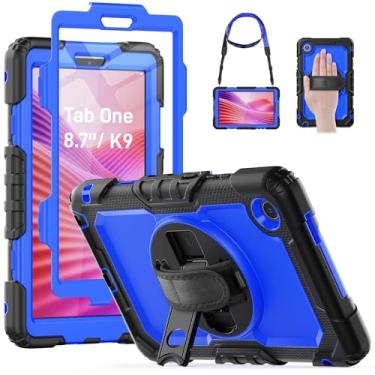 Imagem de HXCASEAC Capa para Lenovo Tab One/Tab K9 2025 (TB-305FU) 8,7 polegadas, com protetor de tela/alça de mão rotativa/suporte resistente, capa protetora para tablet Lenovo one - azul