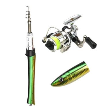 Imagem de Vara de pesca pequena, vara de pesca com caneta, Caneta dobrável e carretel combinado vara de pesca vara, Vara de pesca leve carretel combo vara de pesca de bolso para pesca em lagoa de mar