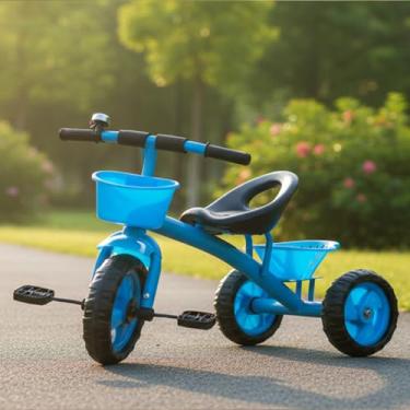 Imagem de Triciclo Infantil Azul com Cestinha e Assento Anatômico – Pedal Estável e Rodas Largas para Crianças +2 Anos – Segurança, Diversão e Desenvolvimento Motor – Brinquedo Educativo Meninos e Meninas