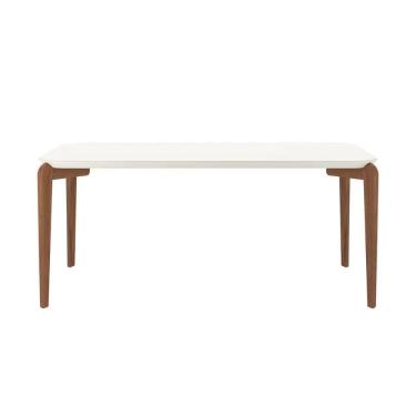 Imagem de Mesa De Jantar Retangular Com Tampo De Vidro Donatella Off White E Canella 180cm